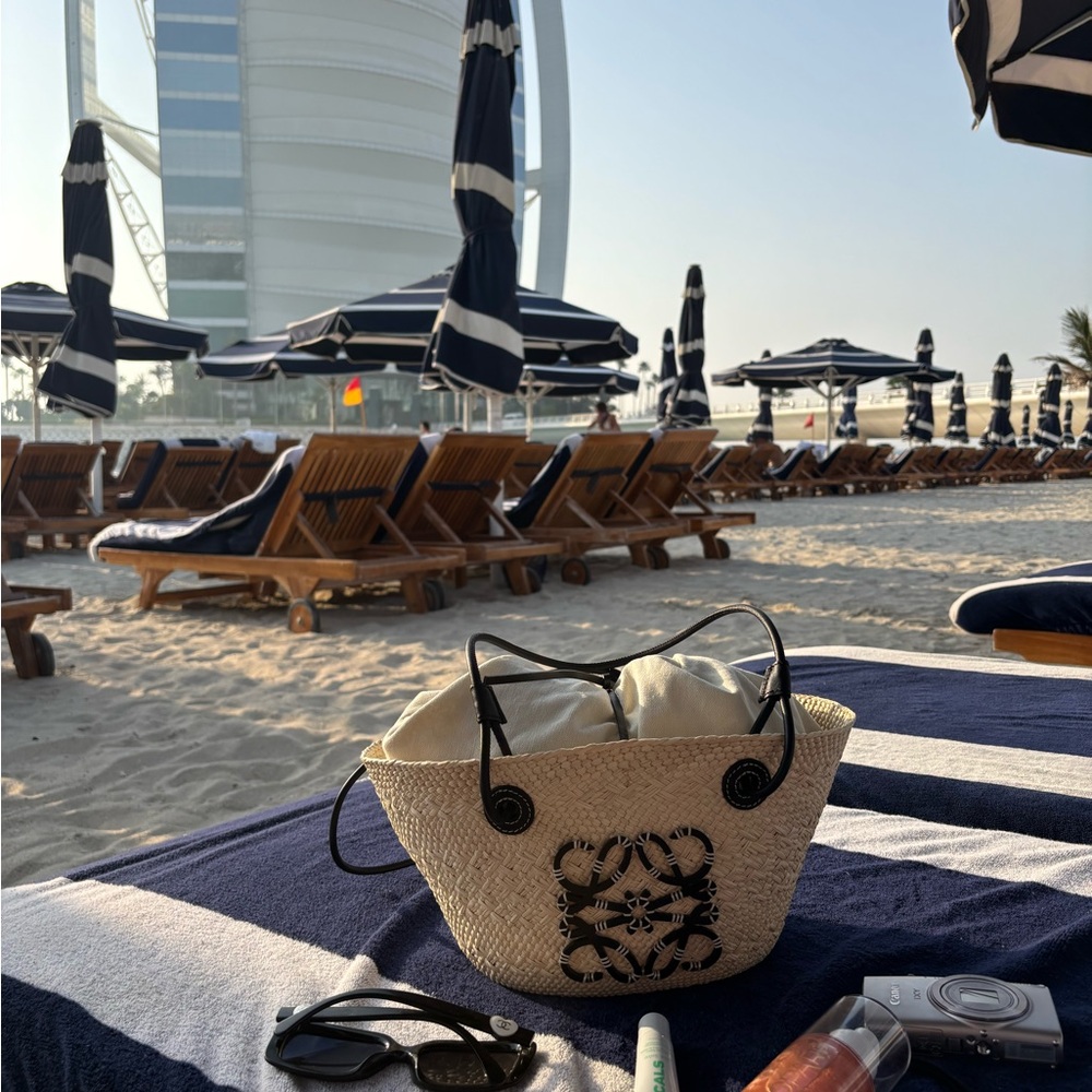 Loewe Black and Cream Beach Tote